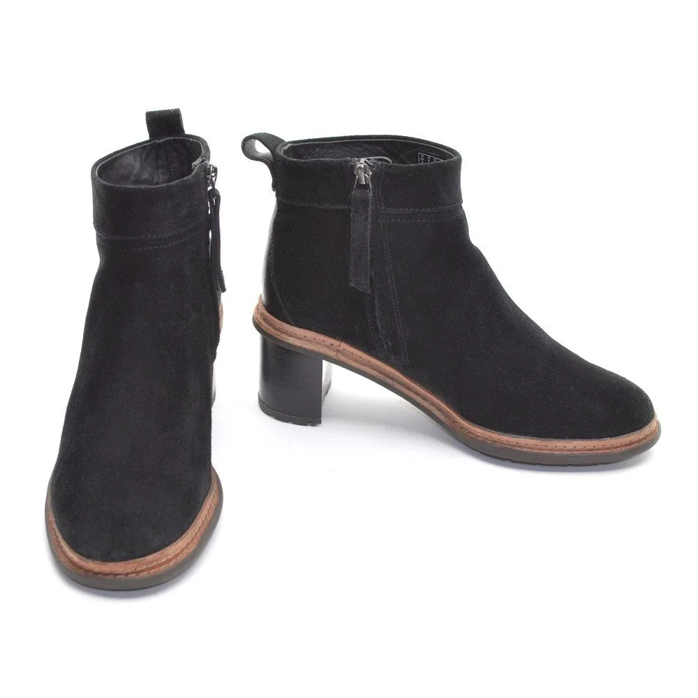 Clarks Trace Glow Black Suede Zip Ankle Boots 39 / 8